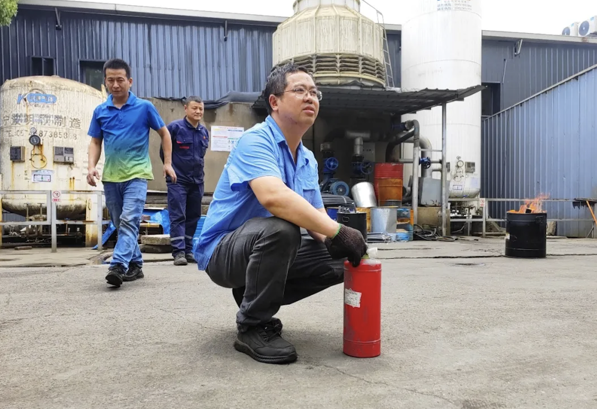 Fire escape drill and equipment use training